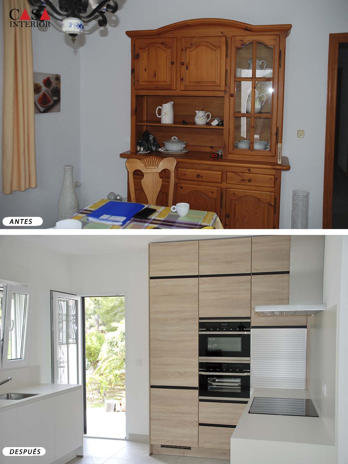 Cocina moderna Inline 551 blanco alpino mate & Rio roble virginia en Altea