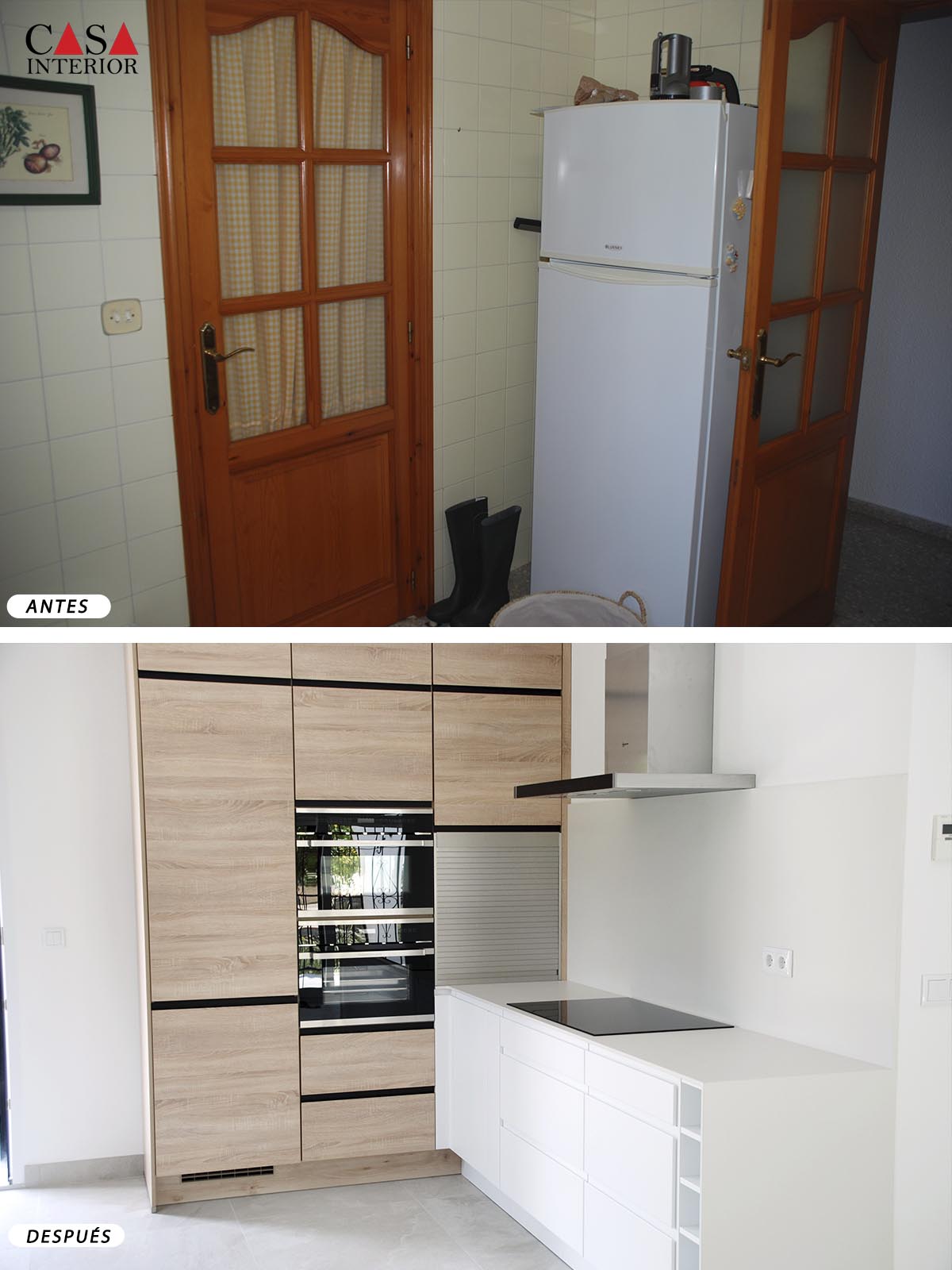 Cocina moderna Inline 551 blanco alpino mate & Rio roble virginia en Altea