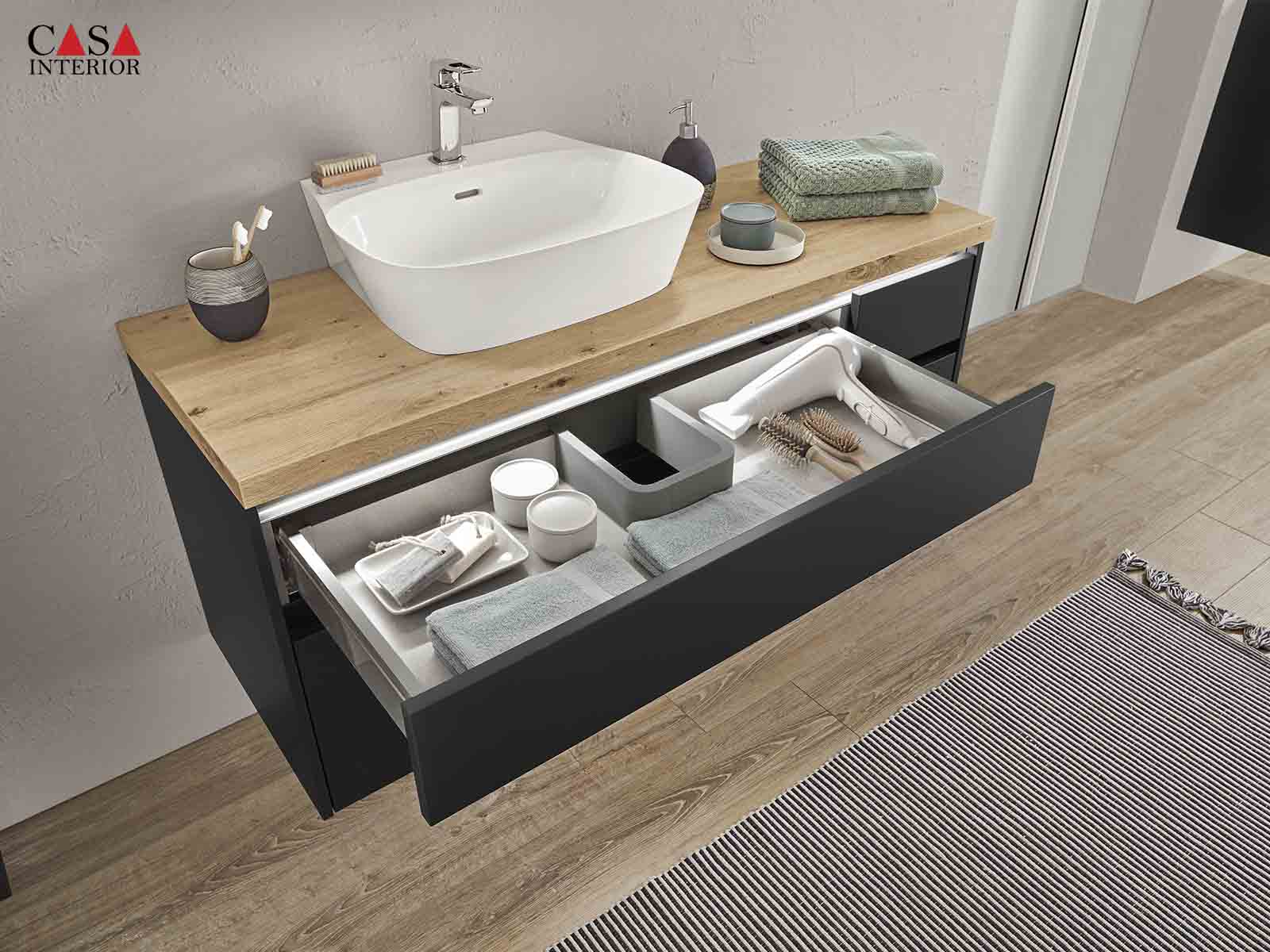 Küchentime Touch Lacquered laminate, black supermatt 340 - Bathroom