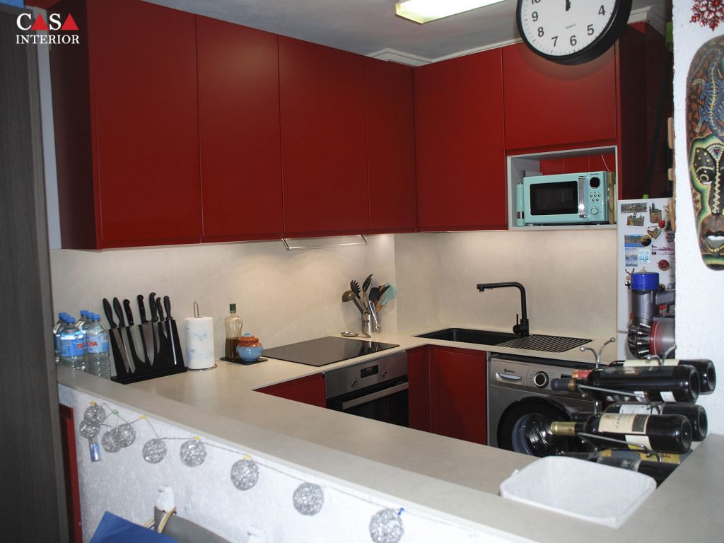 Modern Kitchen Arredo3 Wega Lacquered Matt Red Rosso Rubino in Altea