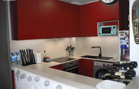 Modern Kitchen Arredo3 Wega Lacquered Matt Red Rosso Rubino in Altea