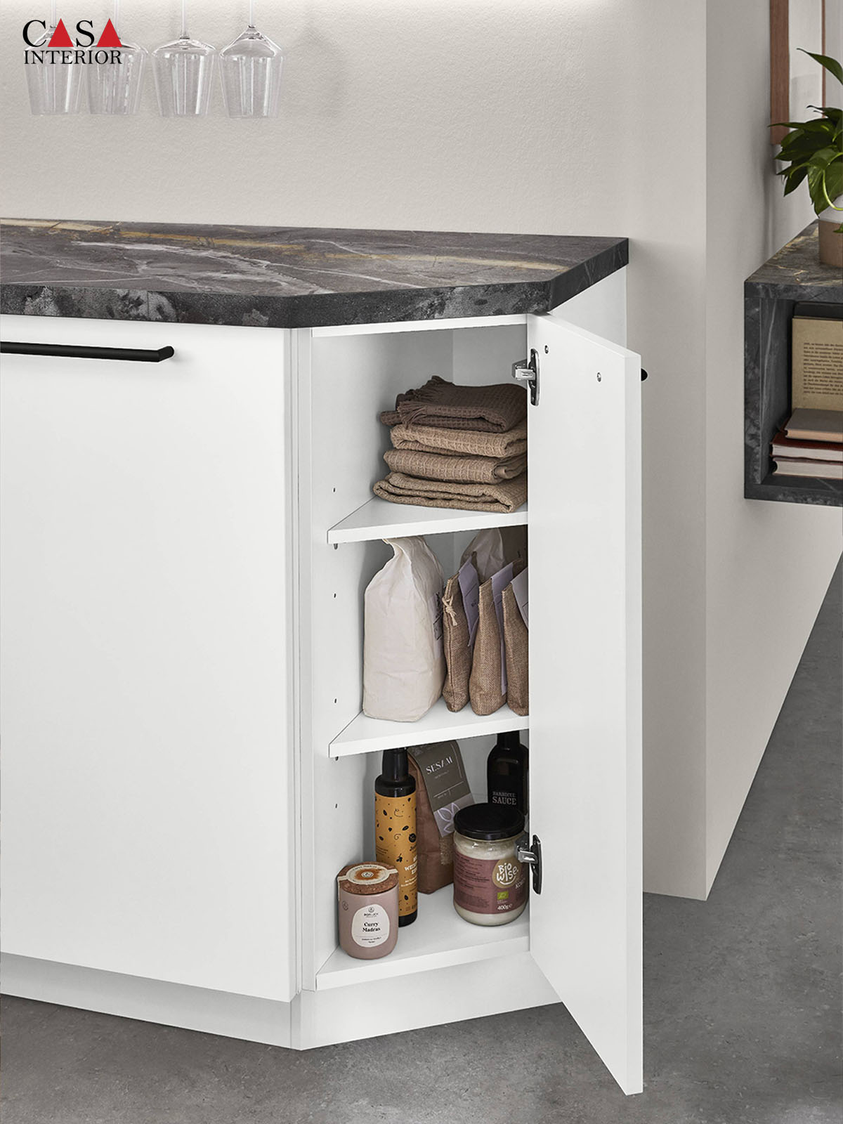 Modern kitchen Küchentime Senso 488 premium honed white