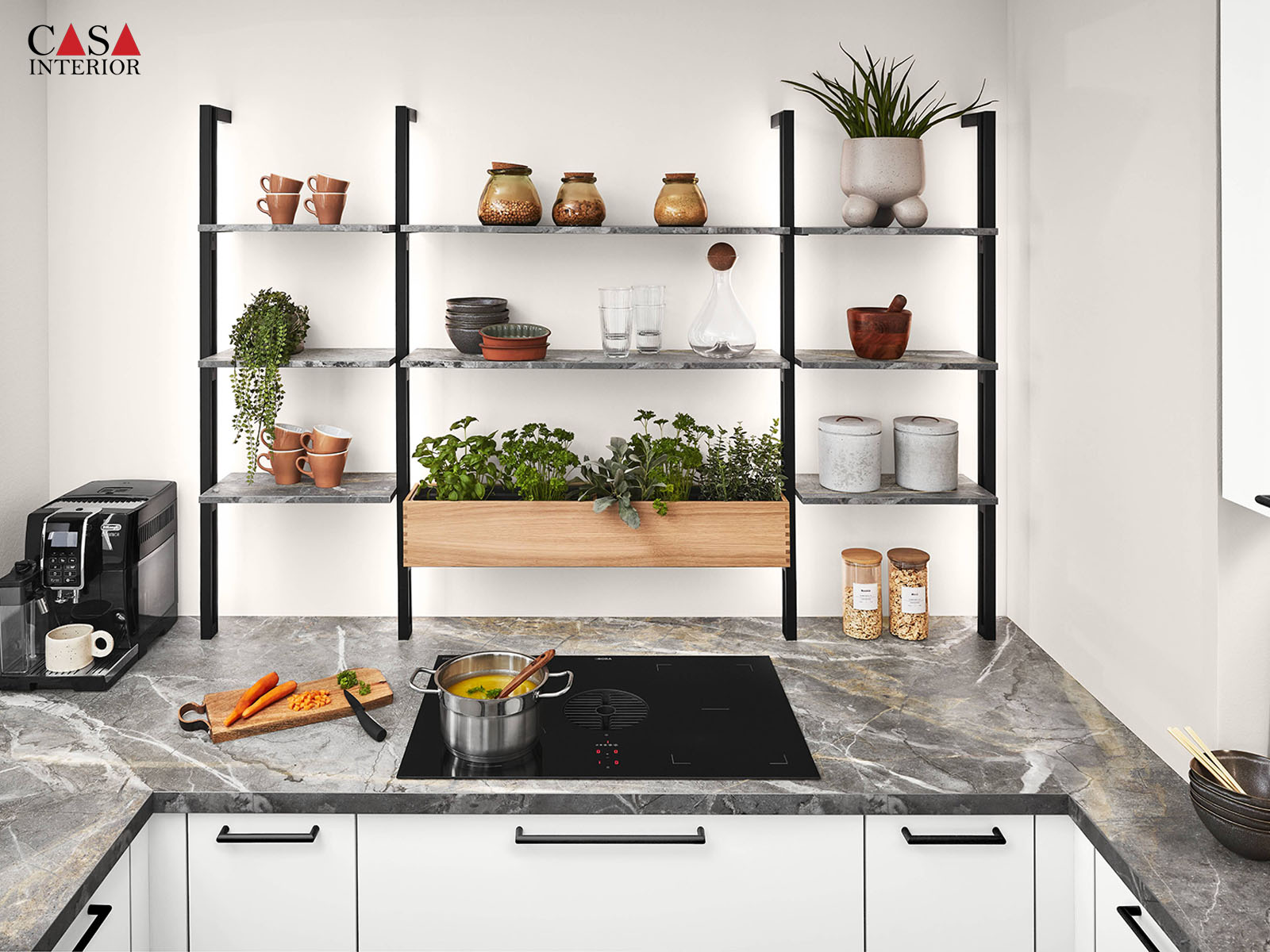 Modern kitchen Küchentime Senso 488 premium honed white