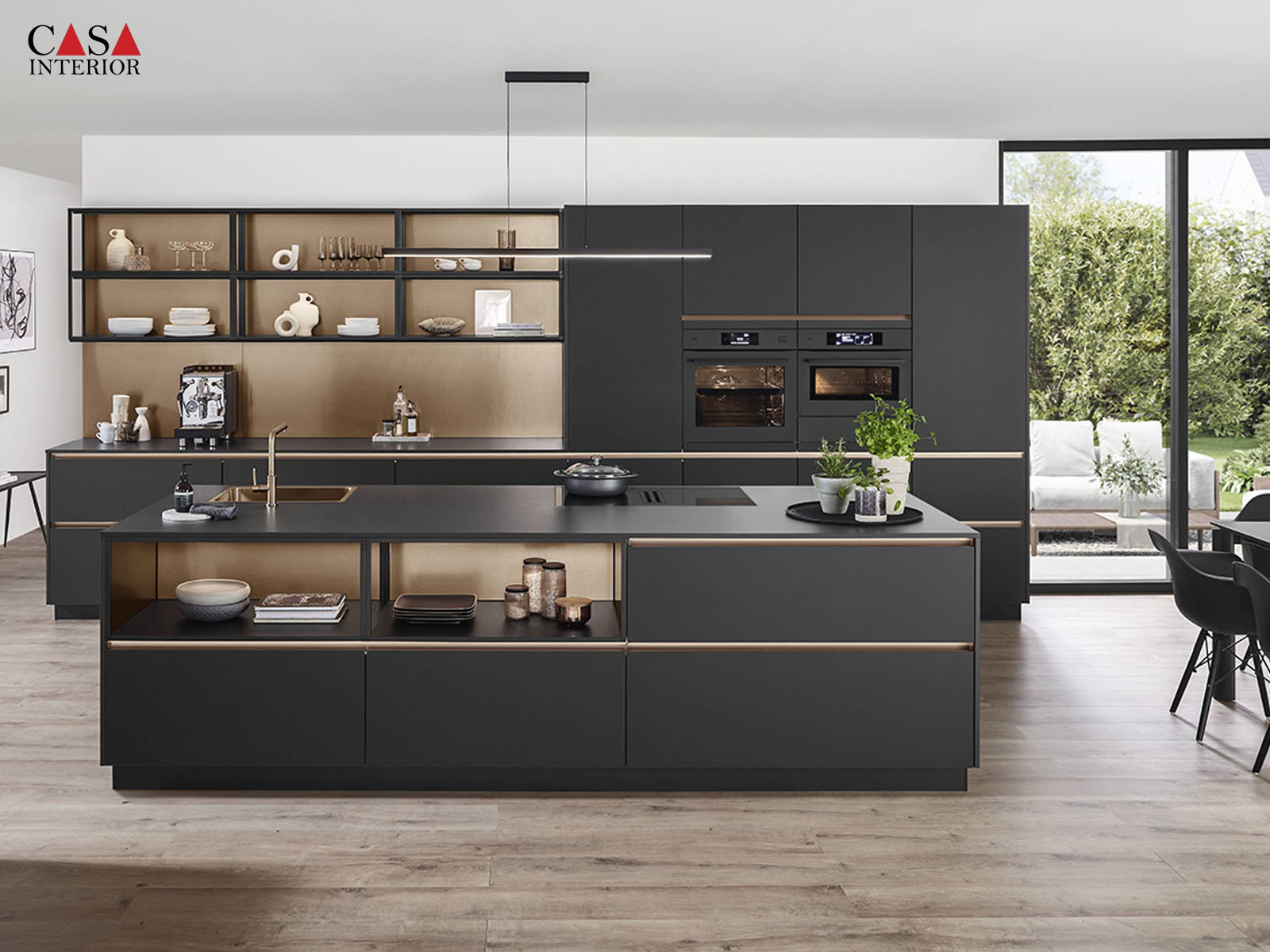 Cocina moderna alemana sin tiradores en color negro