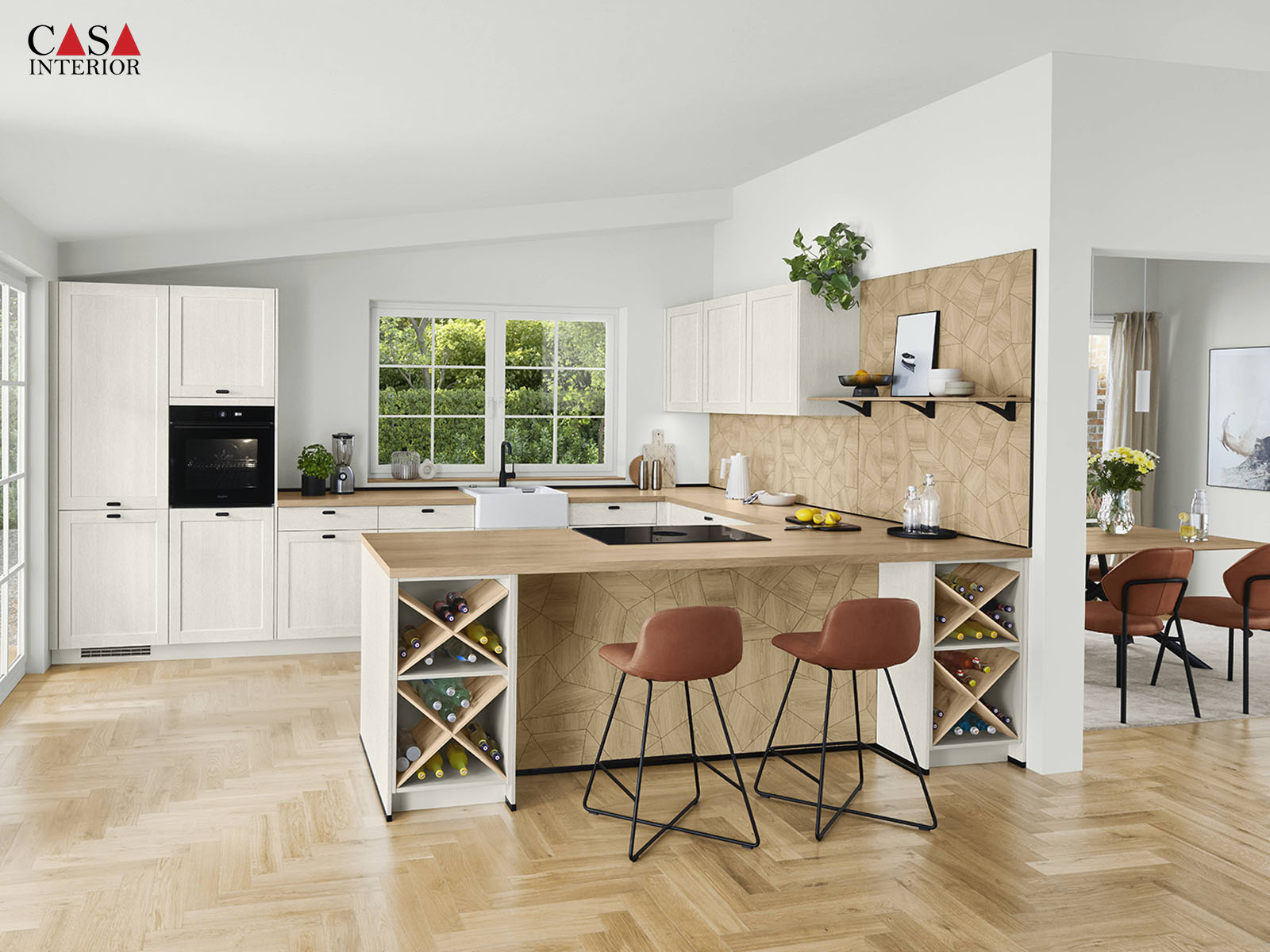 Classic kitchen Nobilia Frame 613 white wood texture