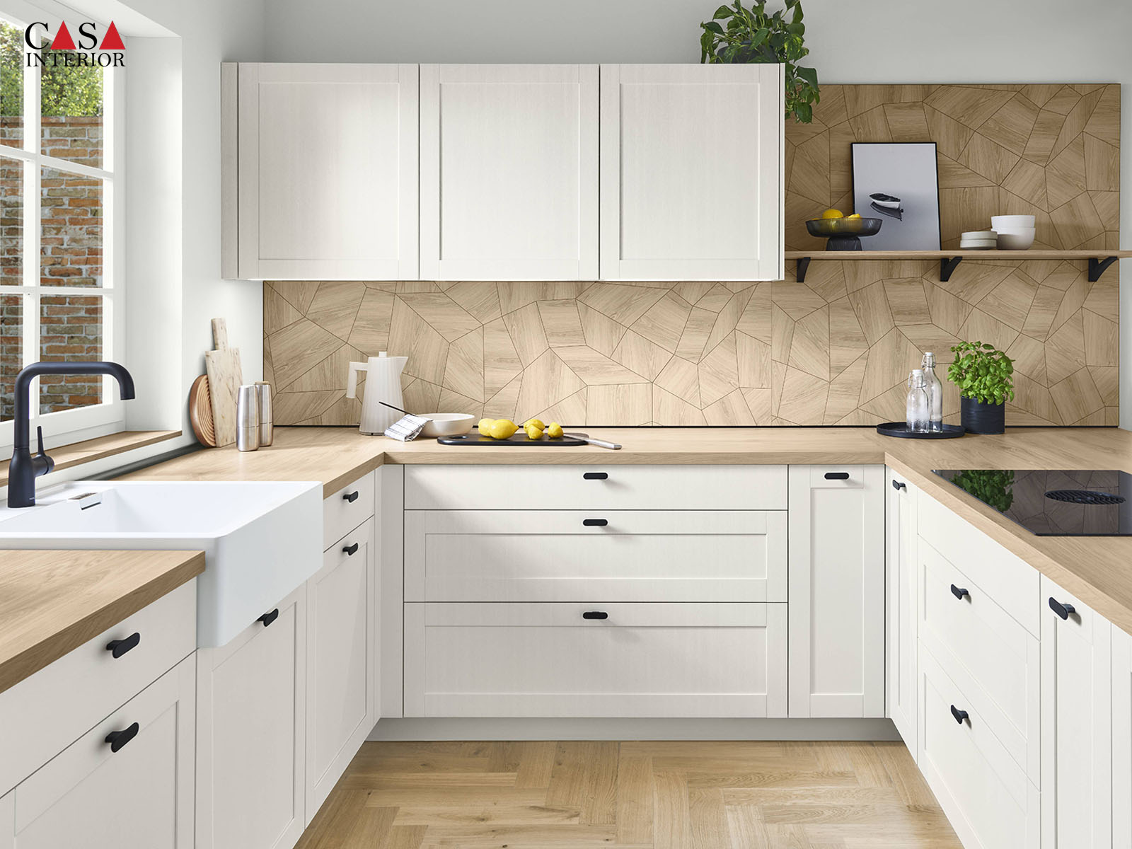 Classic kitchen Nobilia Frame 613 white wood texture