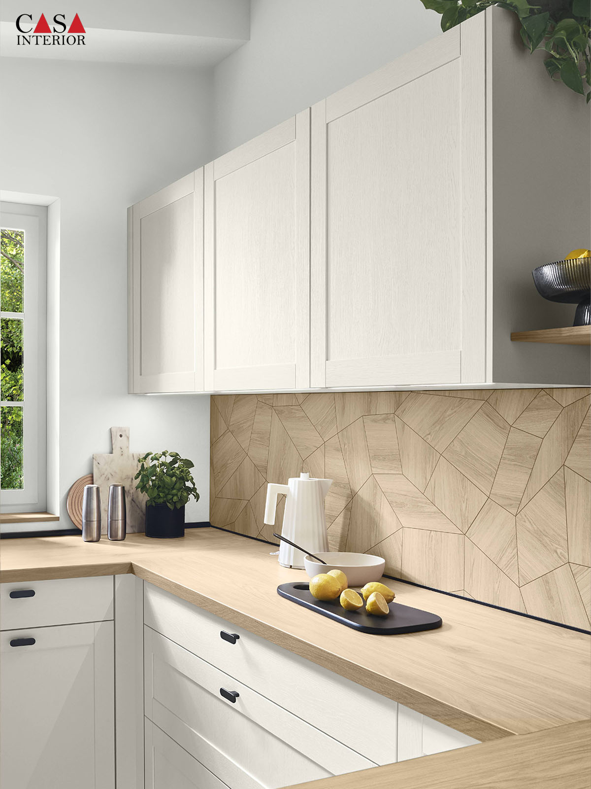 Classic kitchen Nobilia Frame 613 white wood texture
