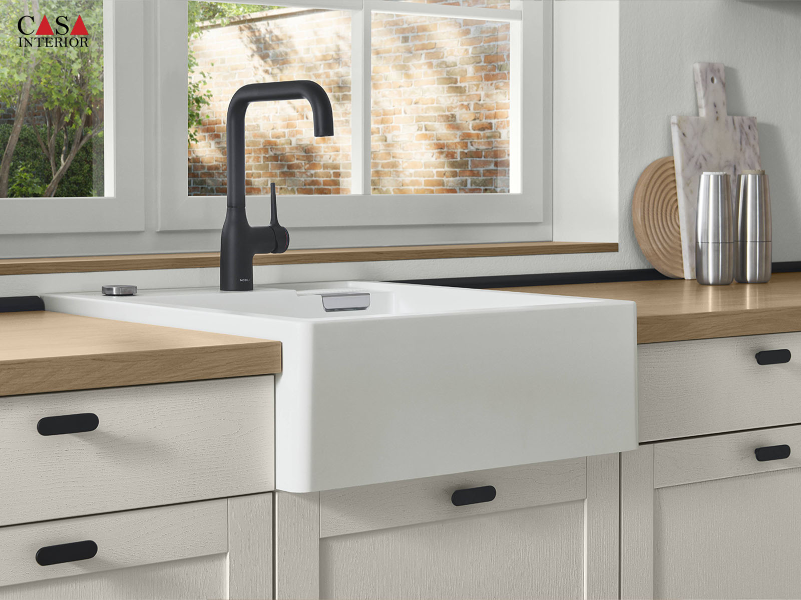 Classic kitchen Nobilia Frame 613 white wood texture