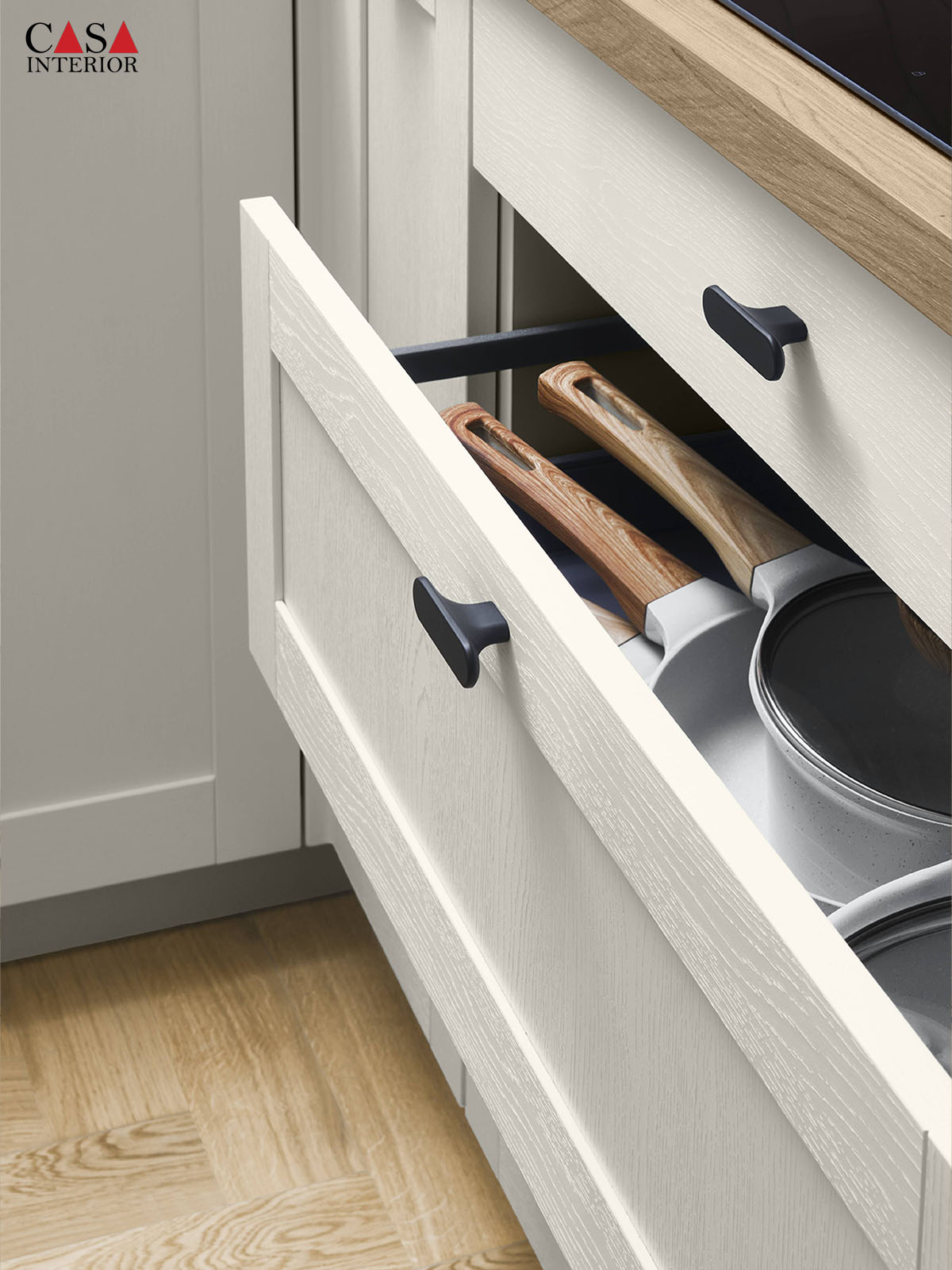 Classic kitchen Nobilia Frame 613 white wood texture