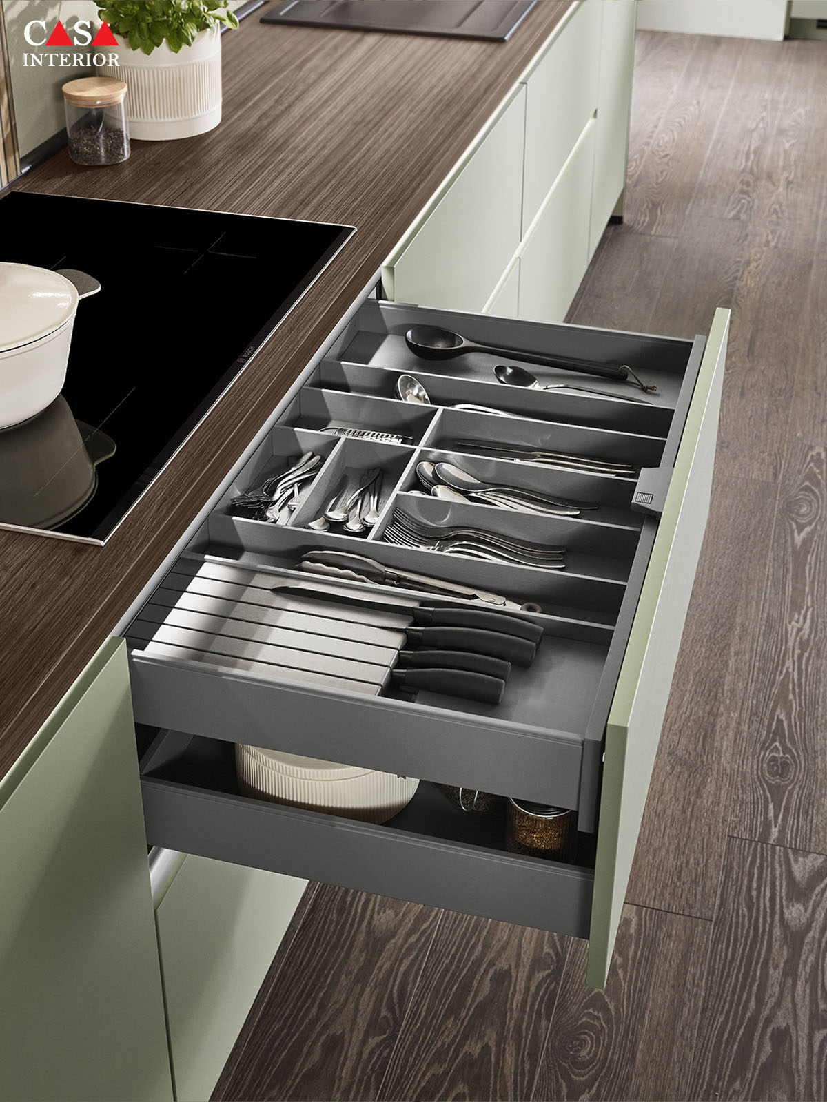 Modern kitchen Nobilia Senso 495 Olive Premium matt